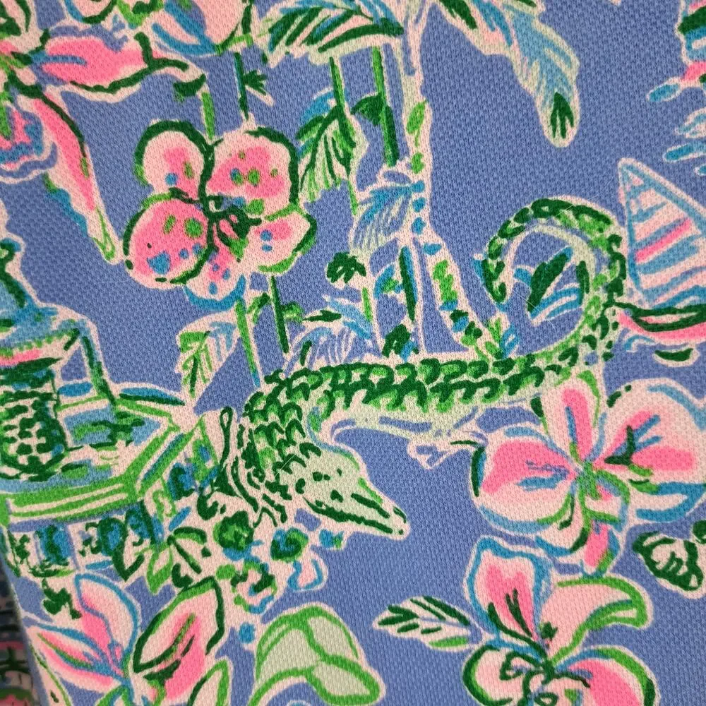 Lilly Pulitzer Buttercup Knit Short Boca Blue Beneath The Bougainvillea Size 12